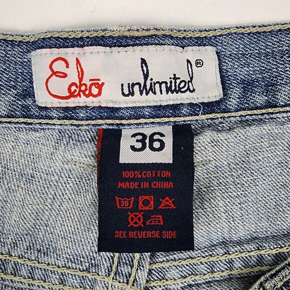 ECKO Unlimited Jeans Mens 36x30 Baggy Fit Wide Leg Y2K Vintage Blue - Picture 4 of 9